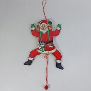 VINTAGE SANTA PULL STRING JUMPING‎ JACK TOY ORNAMENT~DUAL SIDE